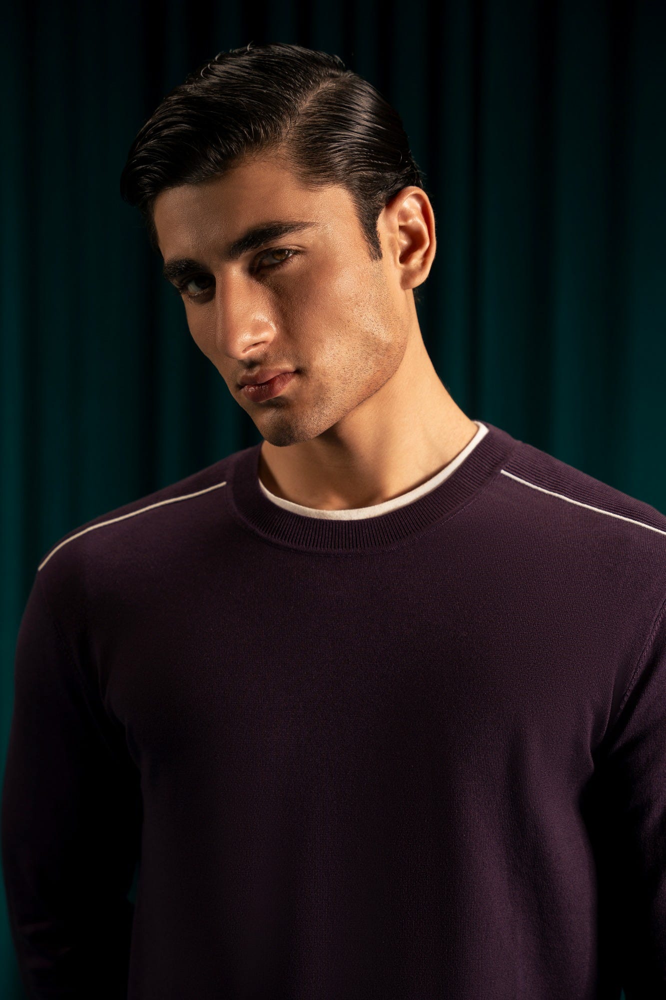 PURPLE LYOCELL CREW NECK SWEATER | CC-SWT-0015