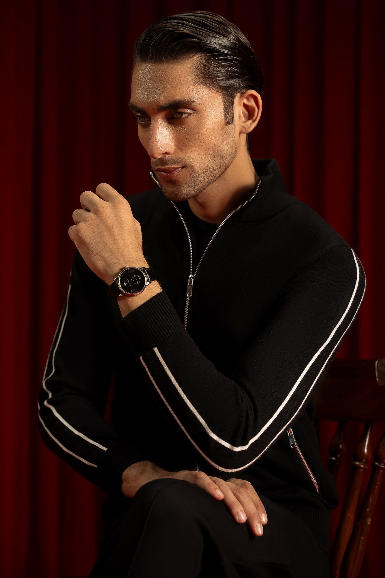 BLACK GAUGE CARDIGAN ZIPPER | CC-SWT-0017