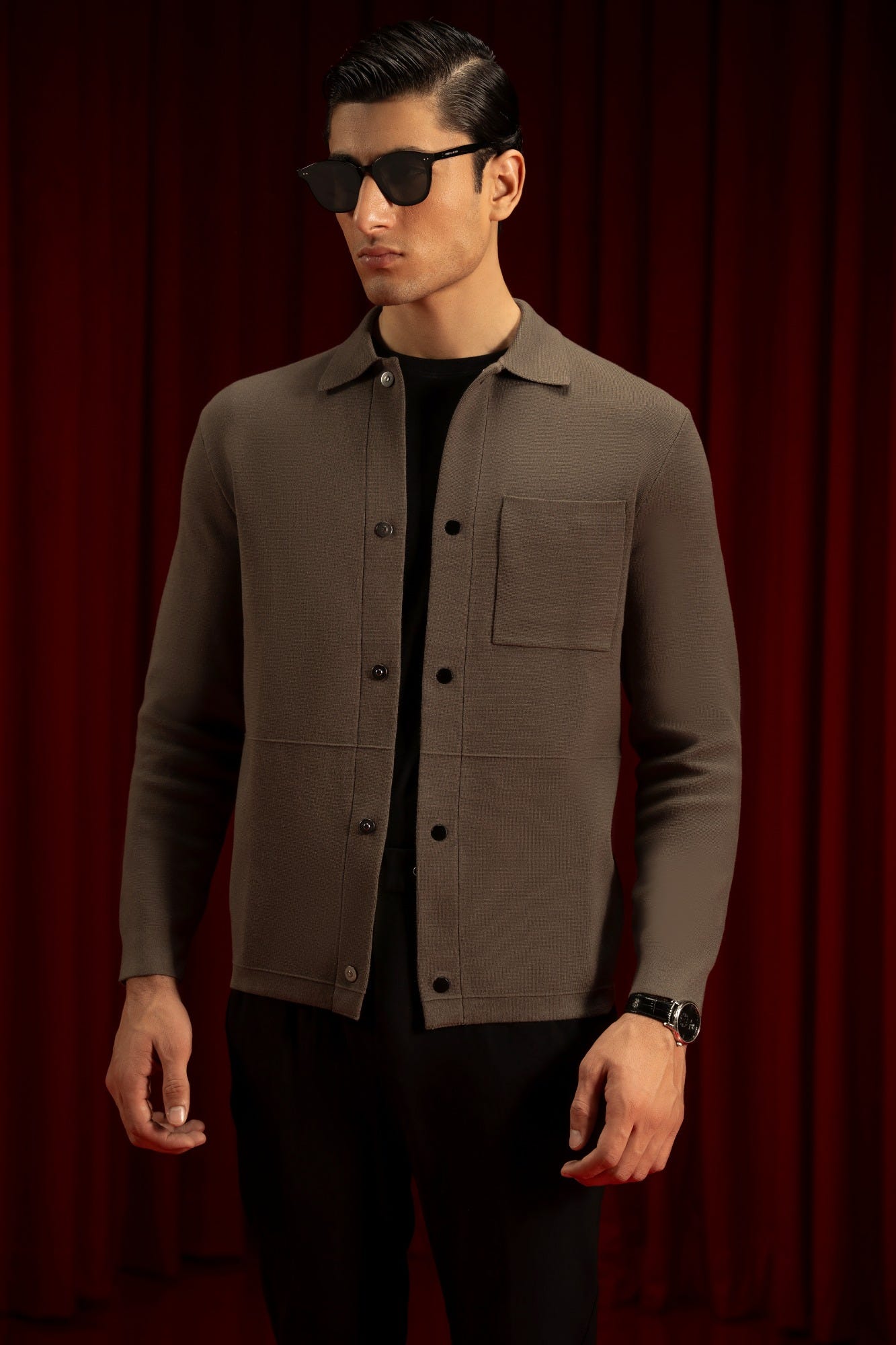 OLIVE VISCOSE HI-FASHION FORMAL SWEAT CARDIGAN | CC-SWT-0024