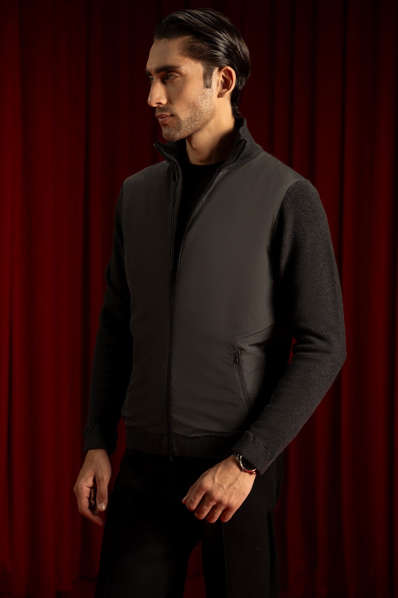 DARK HEATHER COTTON HI-FASHION JACKET | CC-SWT-0026