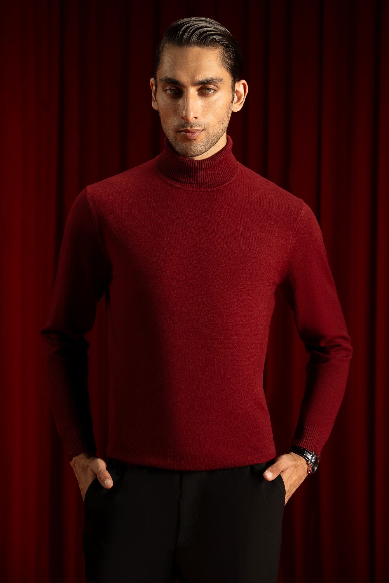 BURGUNDY TURTLENECK SWEATER | CC-SWT-0032