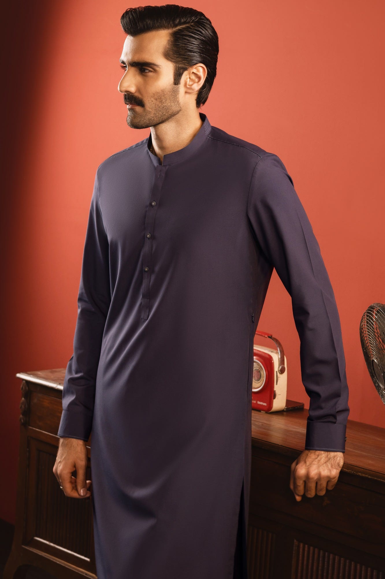 TOKYO - DULL BLUE BLENDED KAMEEZ SHALWAR