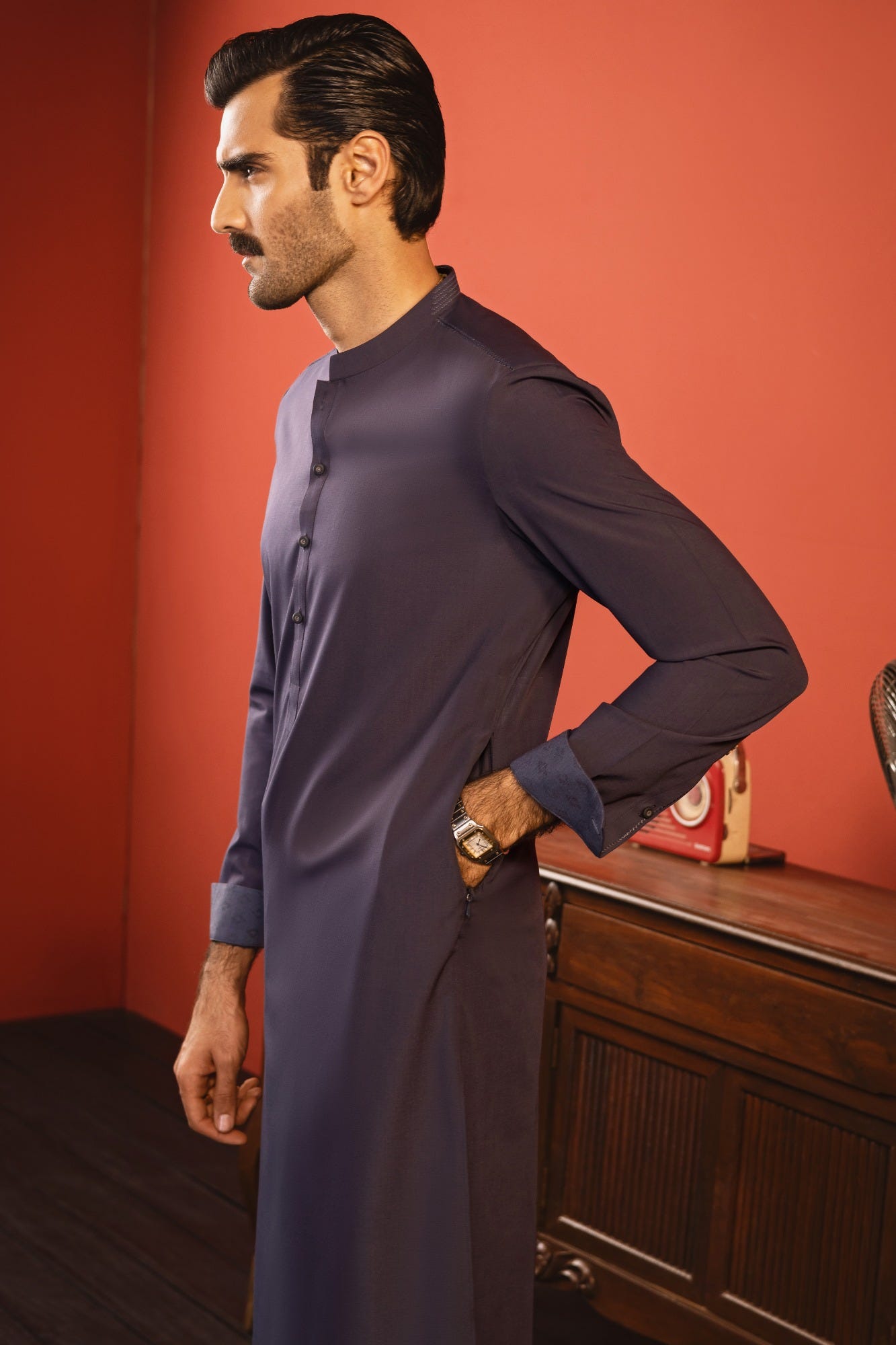 TOKYO - DULL BLUE BLENDED KAMEEZ SHALWAR