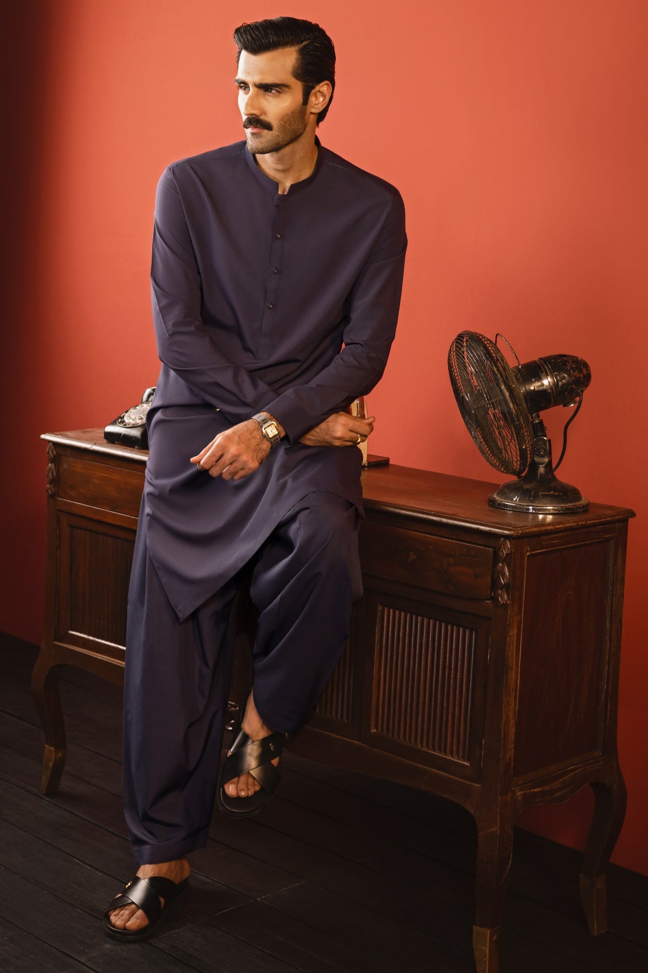 TOKYO - DULL BLUE BLENDED KAMEEZ SHALWAR