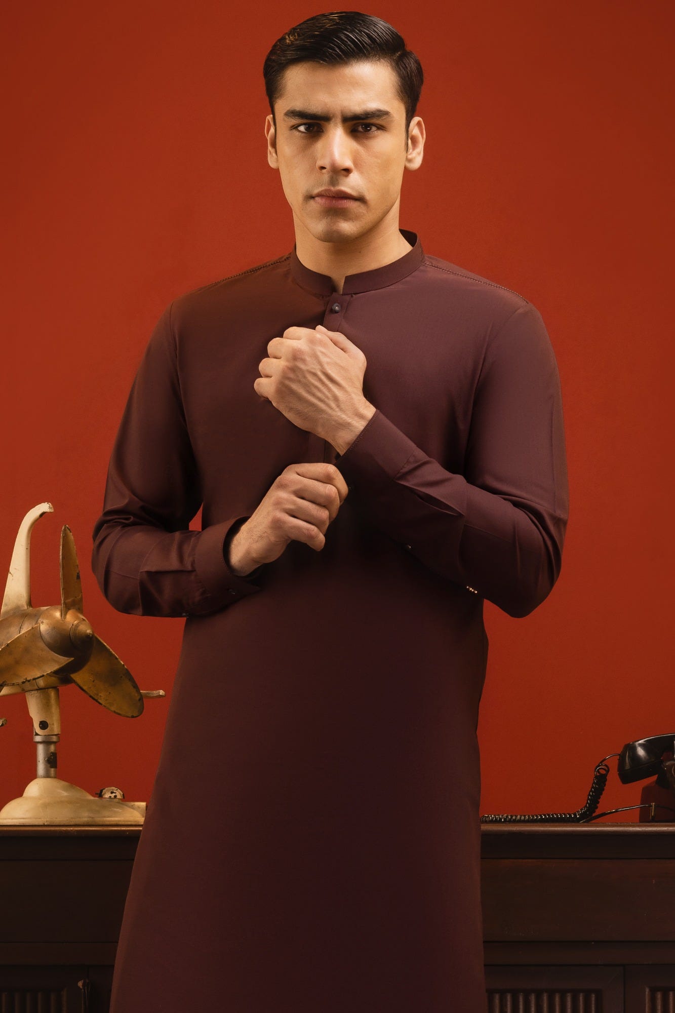 TOKYO - DARK MAROON BLENDED KAMEEZ SHALWAR