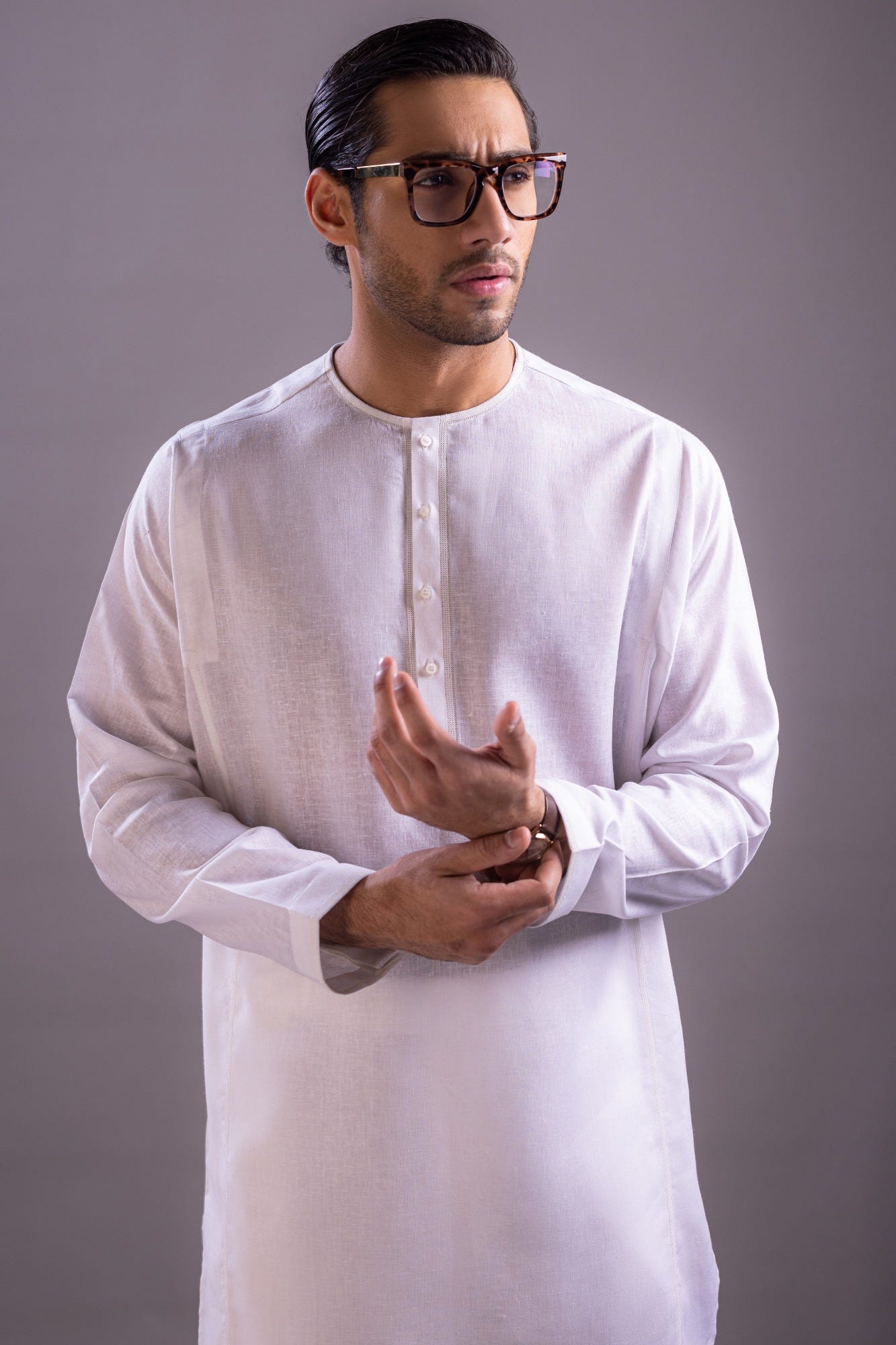 VIGO - WHITE BLENDED KURTA TROUSER
