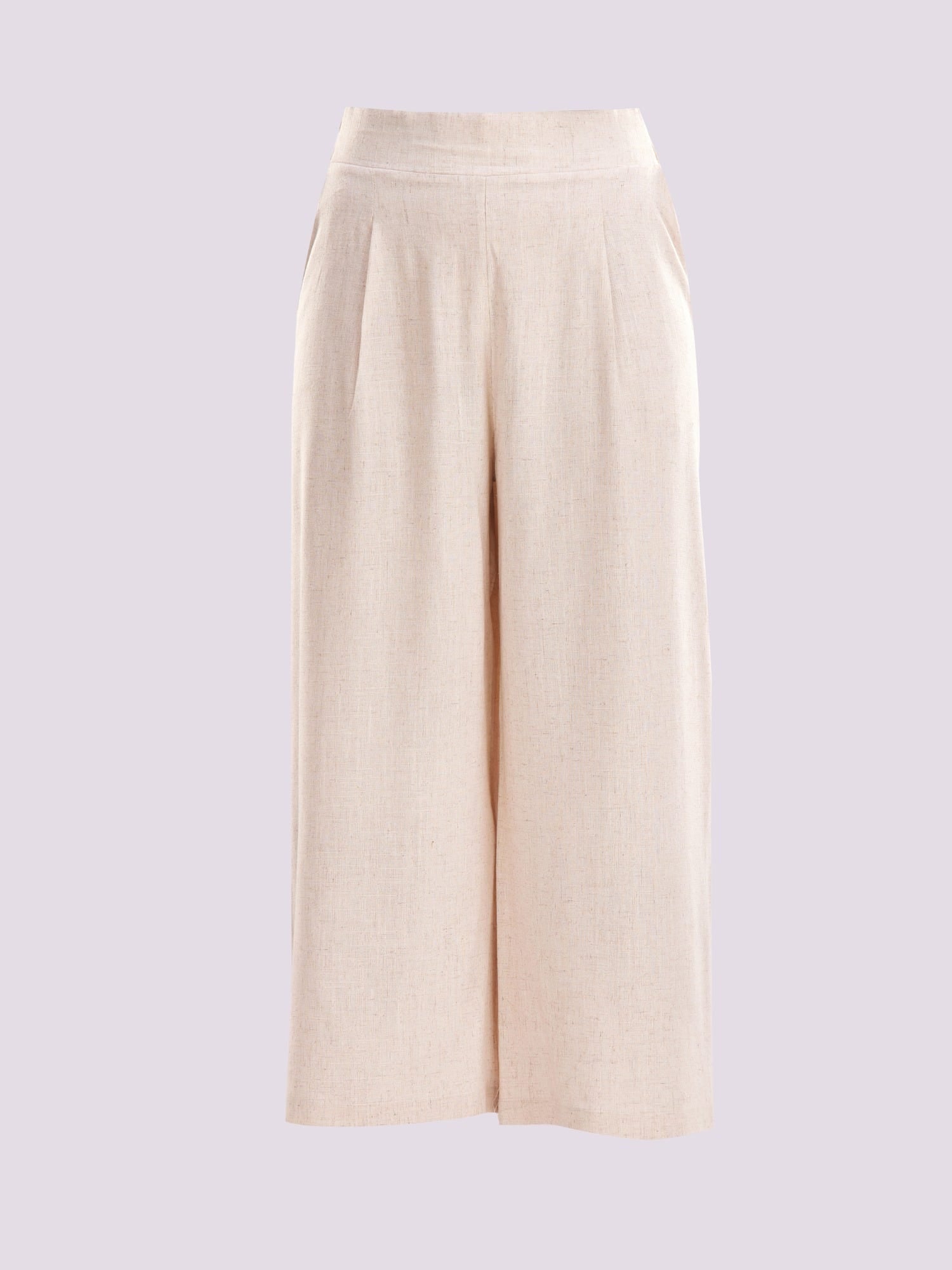 BEIGE WIDE-LEG TROUSERS