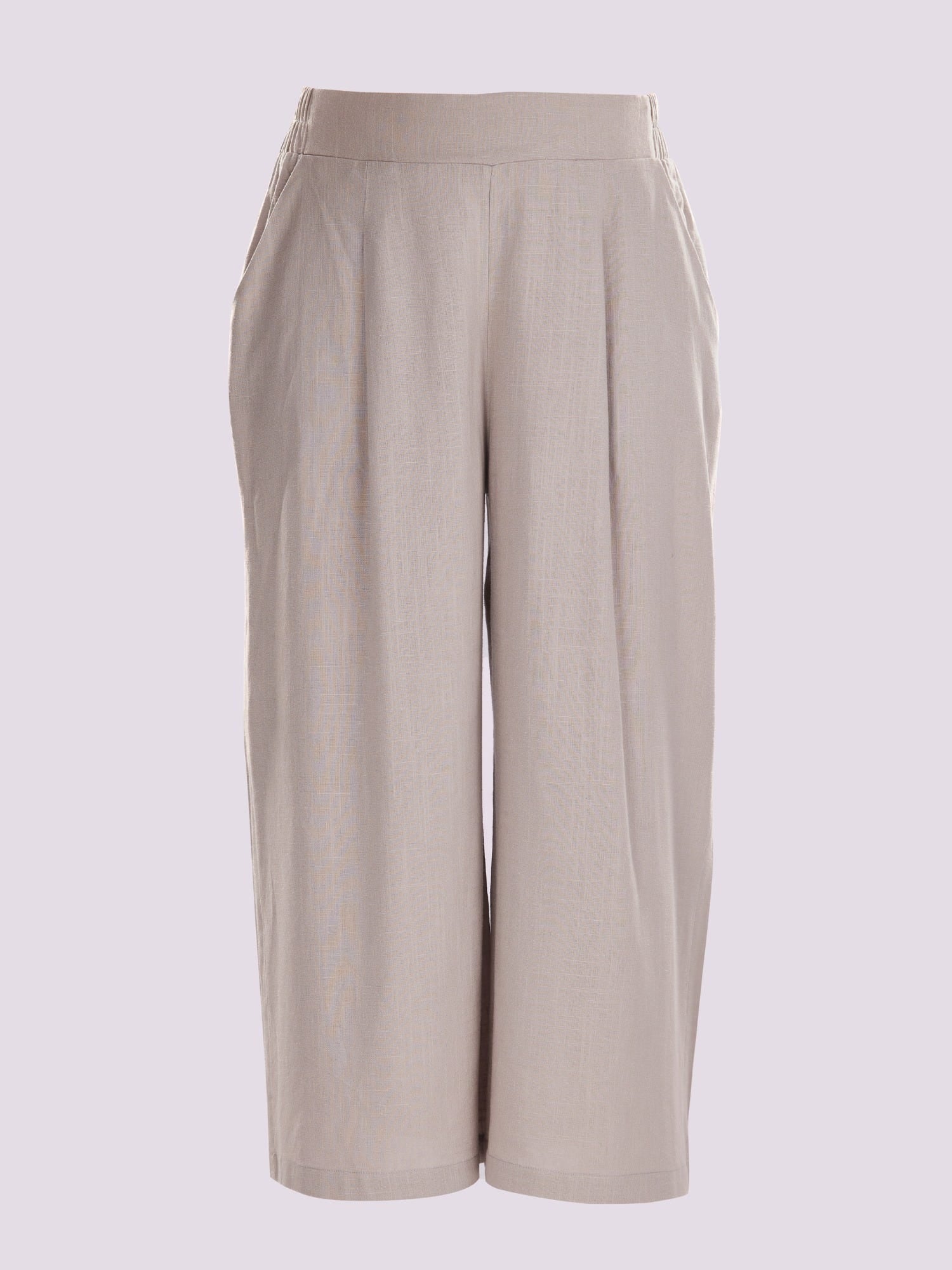 LIGHT GREY WIDE-LEG TROUSERS