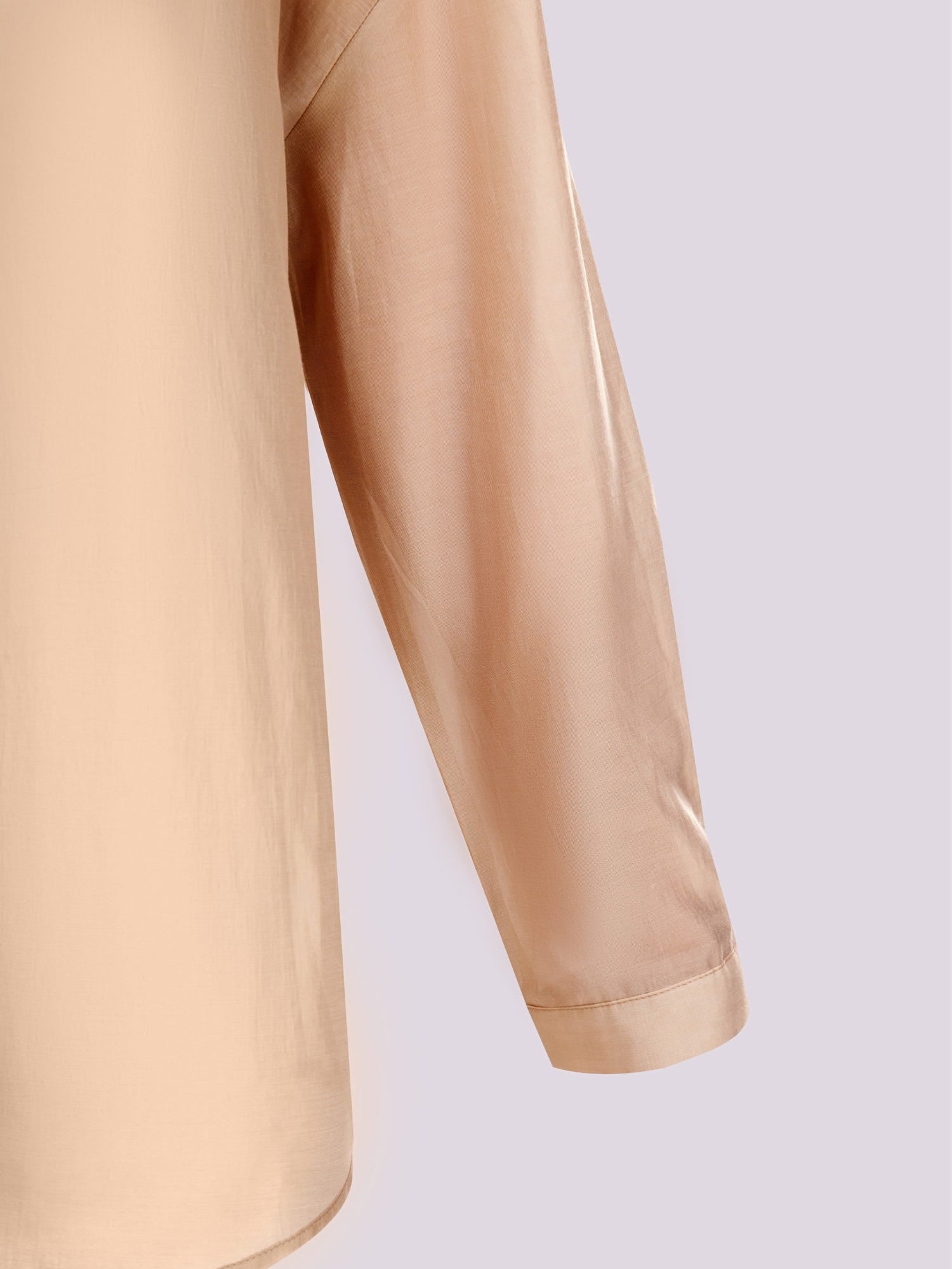 BEIGE OVERSIZED SHEER BUTTON-DOWN SHIRT