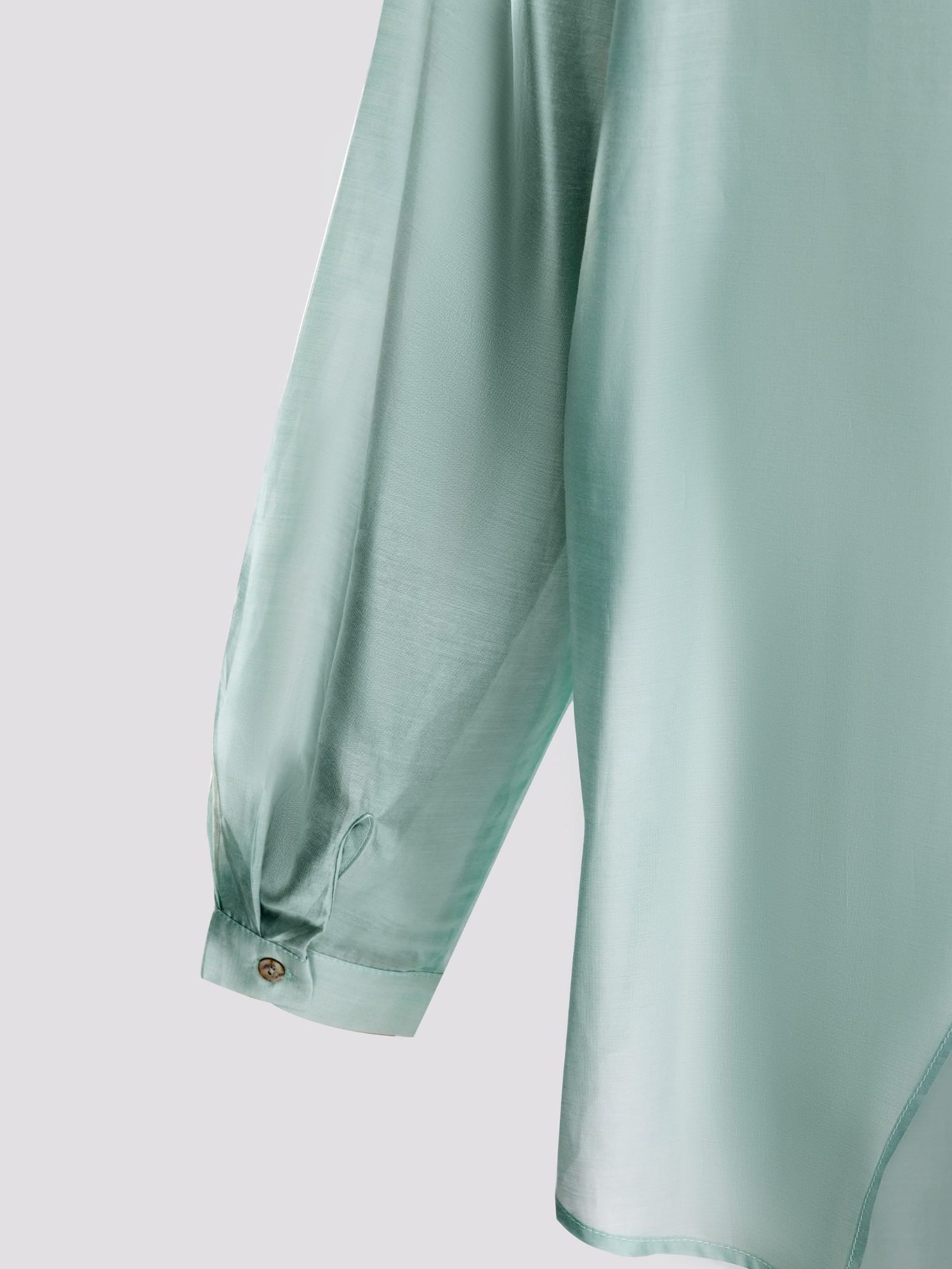 LIGHT BLUE OVERSIZED SHEER BUTTON-DOWN SHIRT