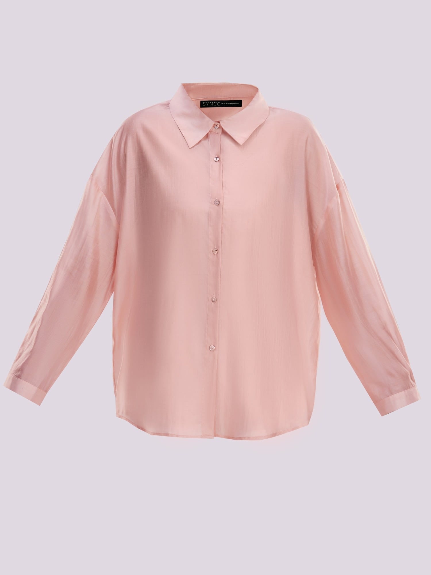 LIGHT PINK OVERSIZED SHEER BUTTON-DOWN SHIRT