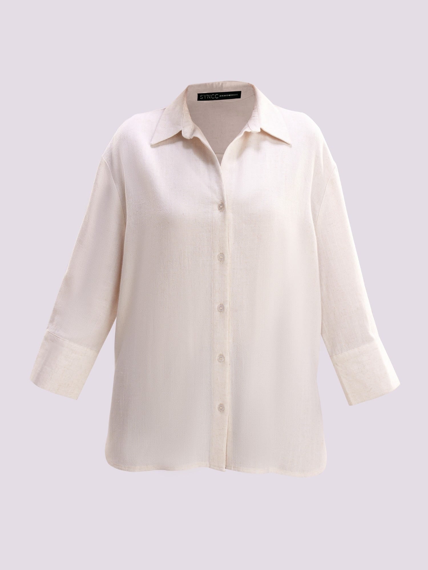 BEIGE RELAXED FIT BUTTON-DOWN SHIRT