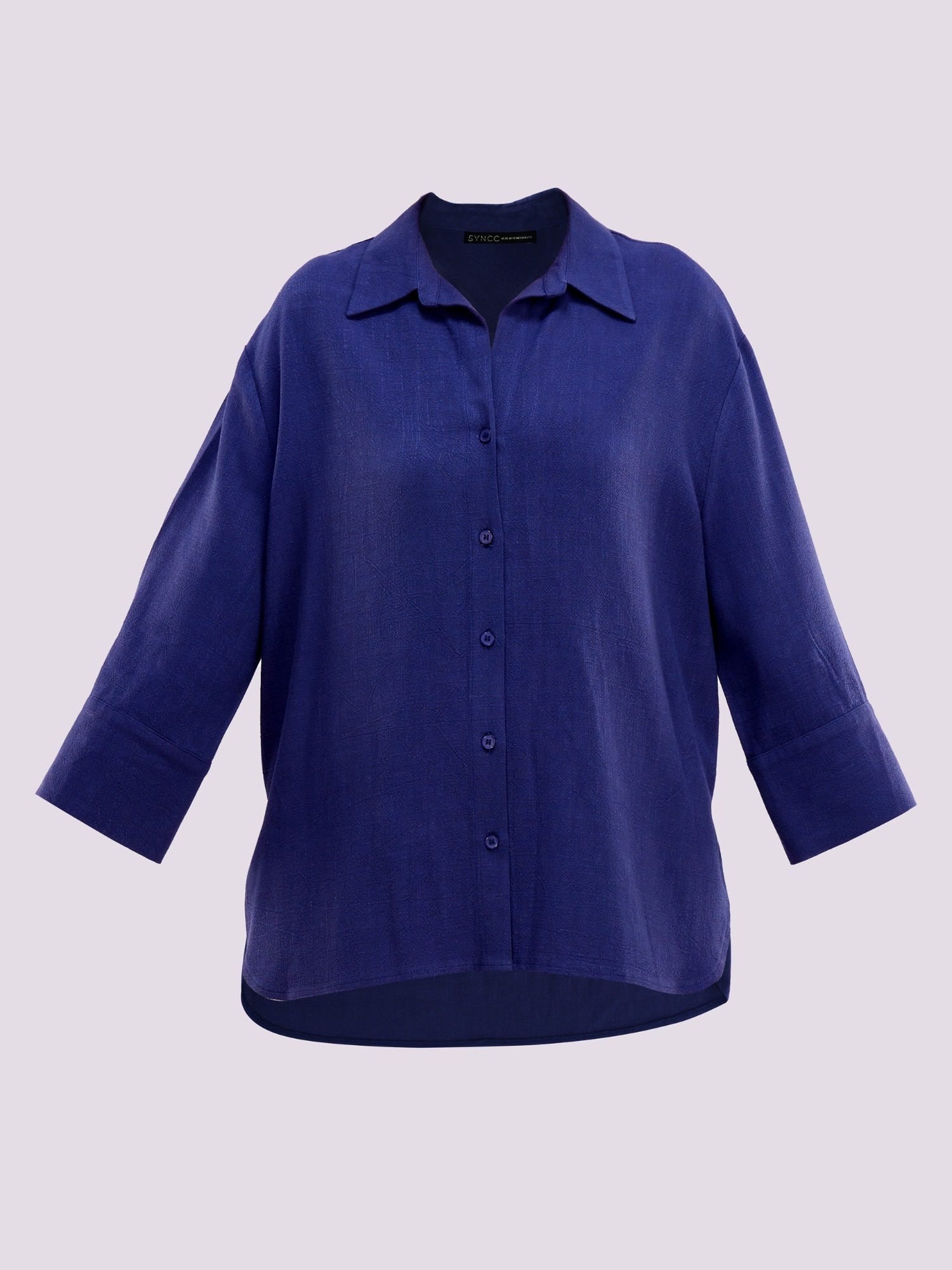 NAVY BLUE RELAXED FIT BUTTON-DOWN SHIRT