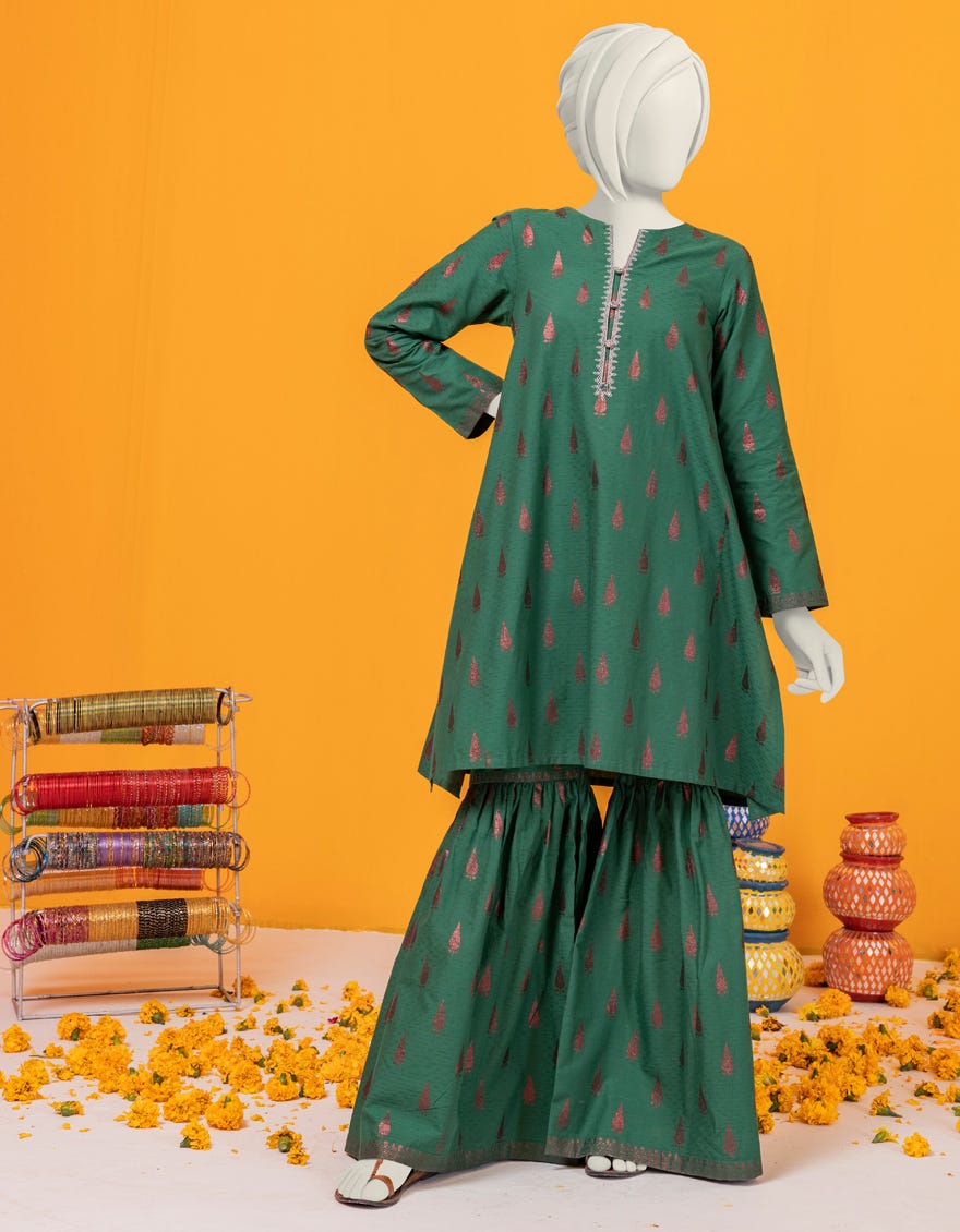 Green Textured Stitched 2 Piece | Jgk-S-Ygtl-419-24