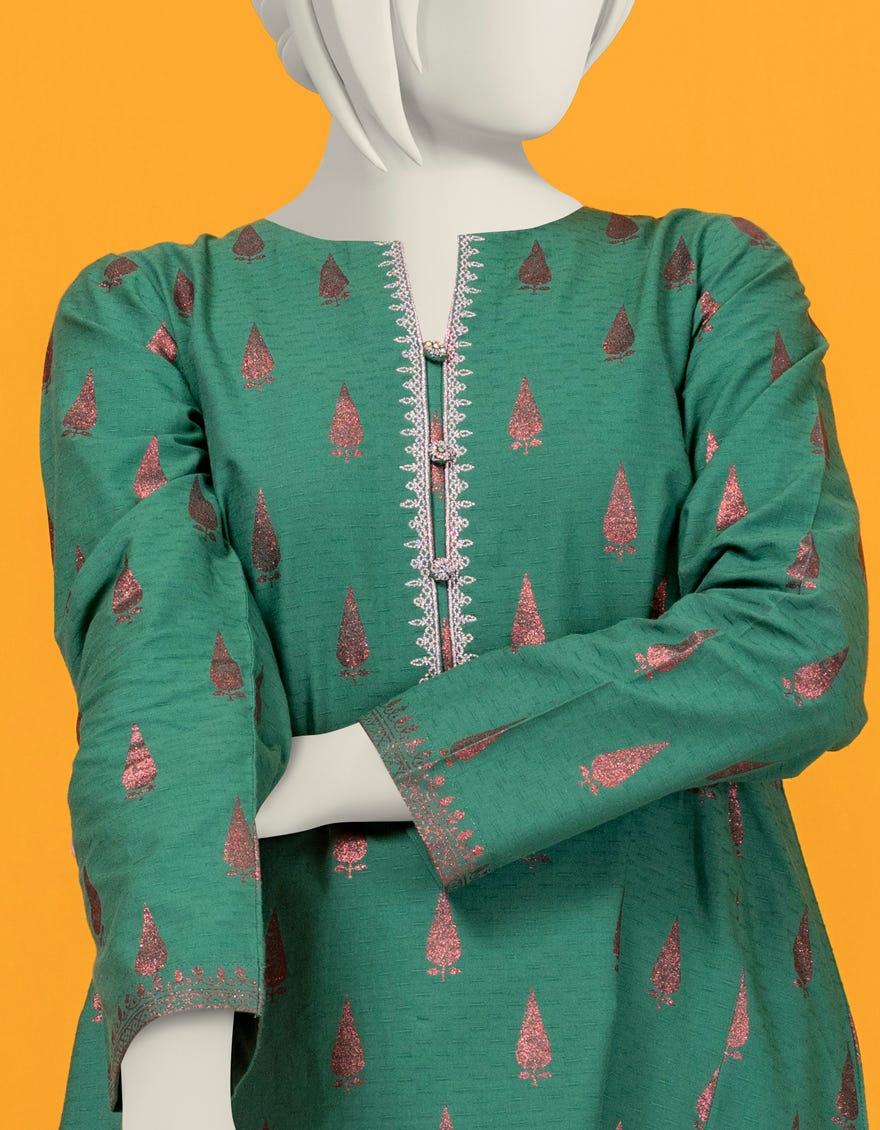 Green Textured Stitched 2 Piece | Jgk-S-Ygtl-419-24