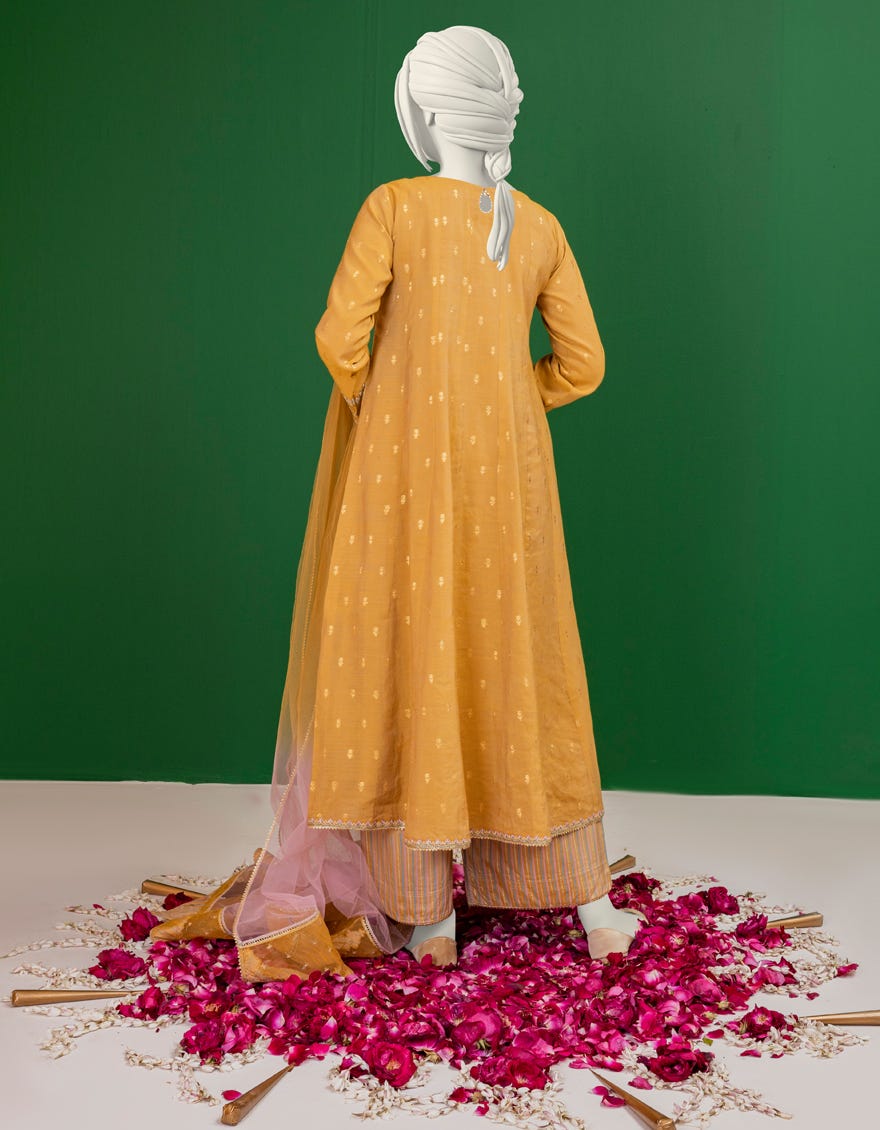 Mustard Cotton Stitched 3 Piece | Jygk-S-Ygtl-609-24