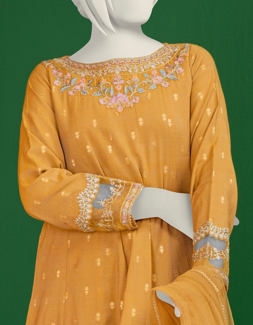 Mustard Cotton Stitched 3 Piece | Jygk-S-Ygtl-609-24