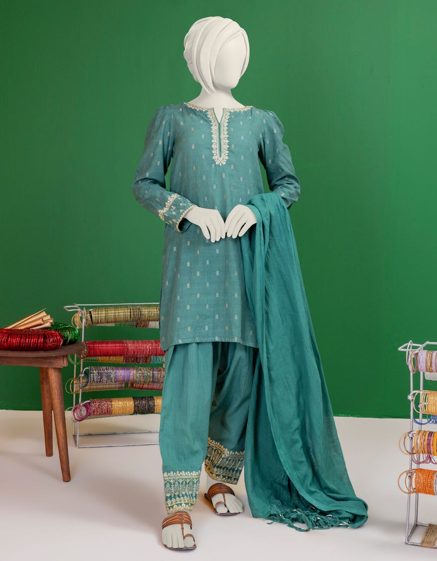 Green Textured Stitched 3 Piece | Jgk-S-Ygtl-614-24