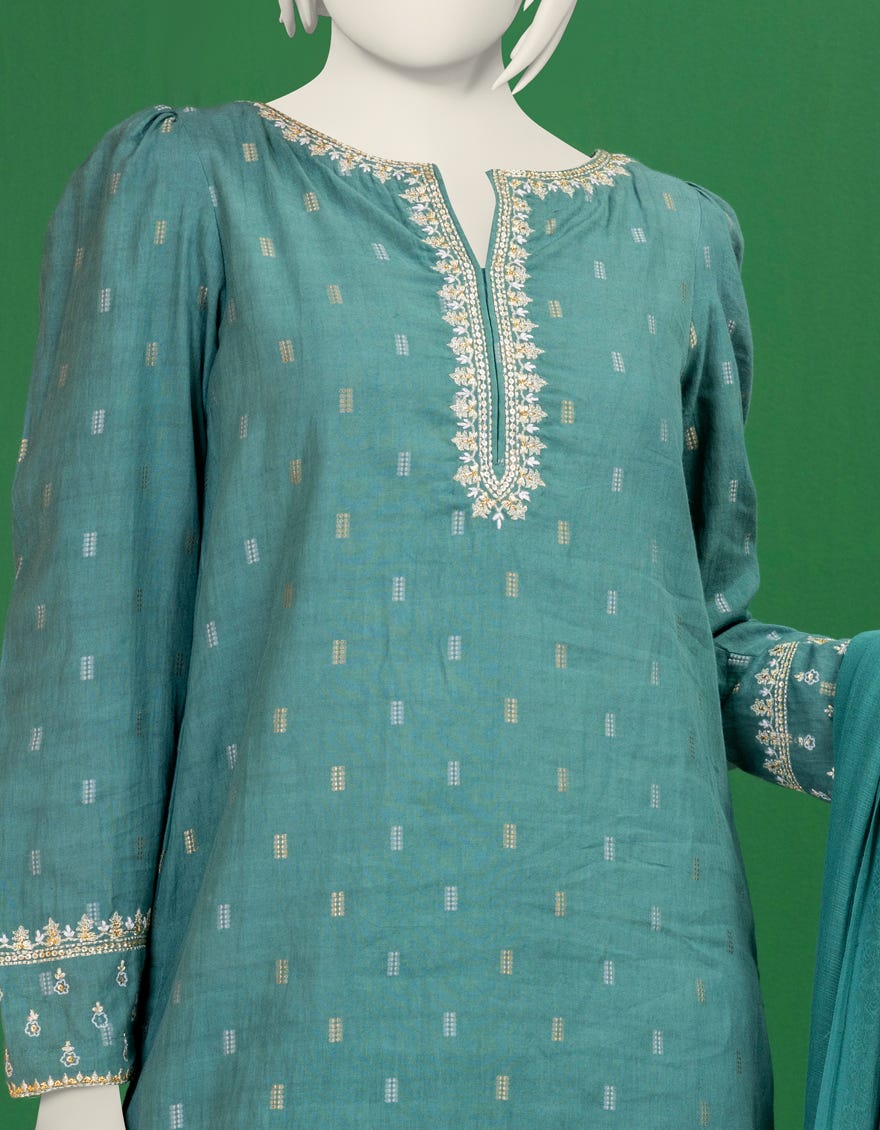 Green Textured Stitched 3 Piece | Jgk-S-Ygtl-614-24